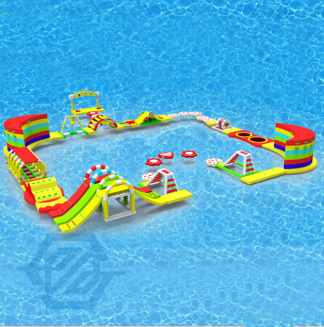 Parc d'attractions aquatique, parc aquatique flottant gonflable, parc de d&eacute;fi aquatique g&eacute;ant 