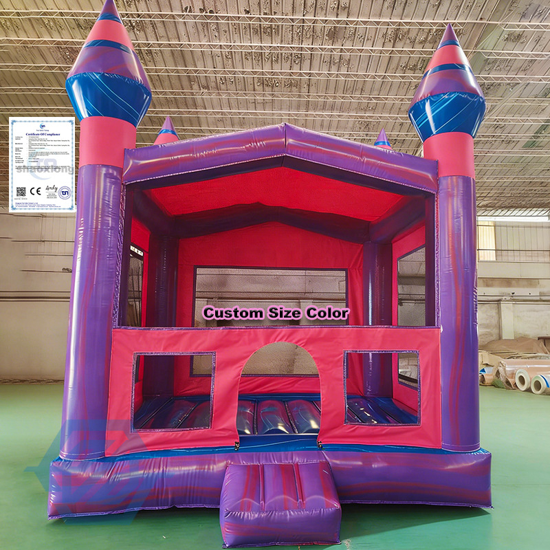 Castillo animoso rosa inflable de PVC de 4x4M para ni&ntilde;os peque&ntilde;os