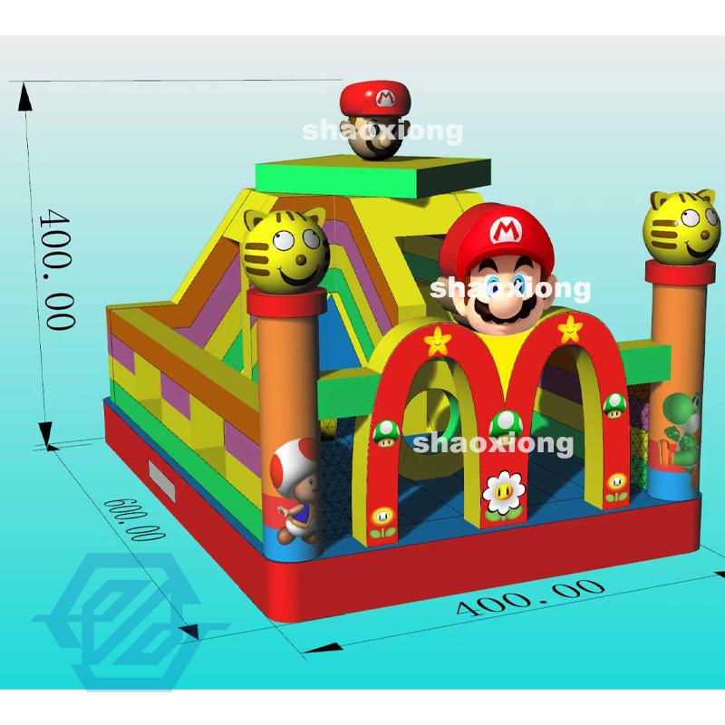 Casa inflable de rebote Mario con combinaci&oacute;n de tobog&aacute;n