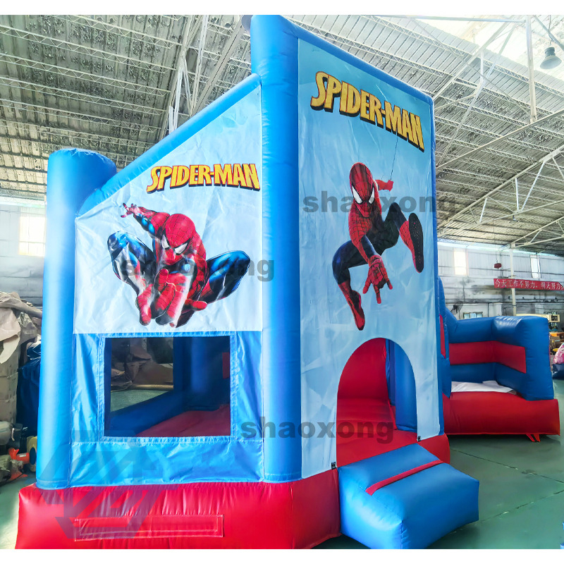 Aufblasbares Spider-Man-Themen-H&uuml;pfhaus mit Rutsche