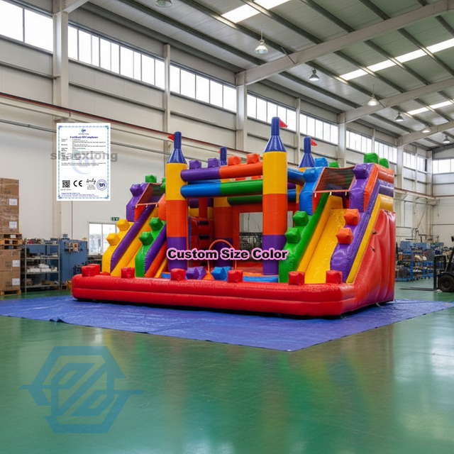 Bloc gonflable pour enfants en plein air, maison de rebond, double diapositives combin&eacute;es