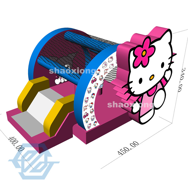 Maison de rebond gonflable commerciale Hello Kitty avec toboggan