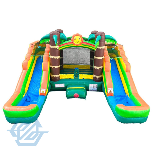 Castillo inflable comercial para saltar, toboganes dobles