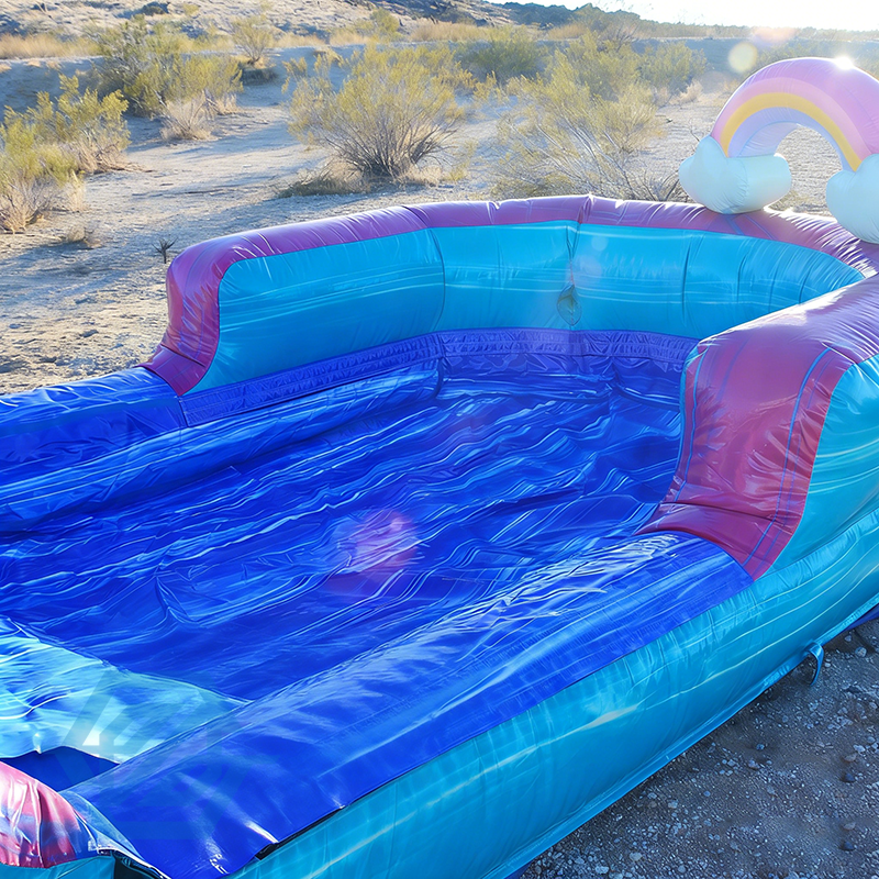  Grands toboggans gonflables arc-en-ciel, piscine d&eacute;tachable avec souffleur