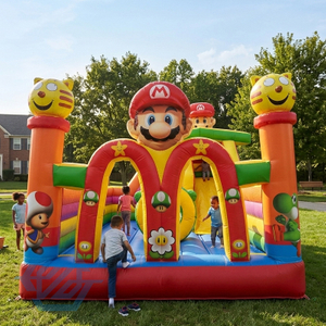 Aufblasbare Mario-H&uuml;pfburg mit Rutschen-Kombination