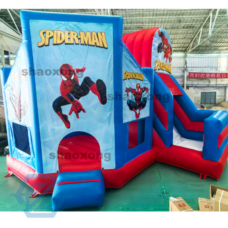 Aufblasbares Spider-Man-Themen-H&uuml;pfhaus mit Rutsche