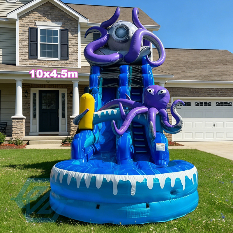  Piscina desmontable con toboganes acu&aacute;ticos grandes inflables con tema de pulpo