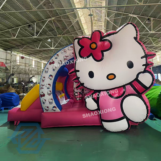 Casa de rebote inflable comercial Hello Kitty con tobog&aacute;n