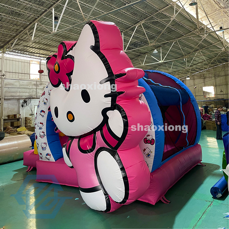 Maison de rebond gonflable commerciale Hello Kitty avec toboggan