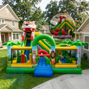 Casa inflable grande de la despedida del tema del animal del safari con la diapositiva