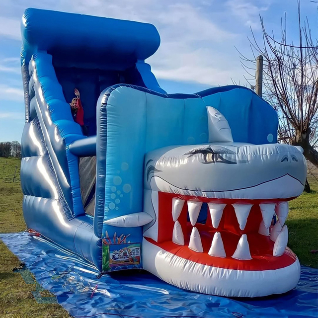 Diapositives gonflables de ch&acirc;teau de th&egrave;me d'oc&eacute;an de requin d'enfants ext&eacute;rieurs 