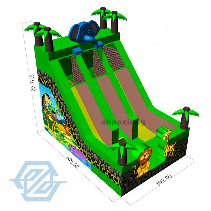 Tobog&aacute;n inflable de elefante con tema de animales al aire libre a la venta