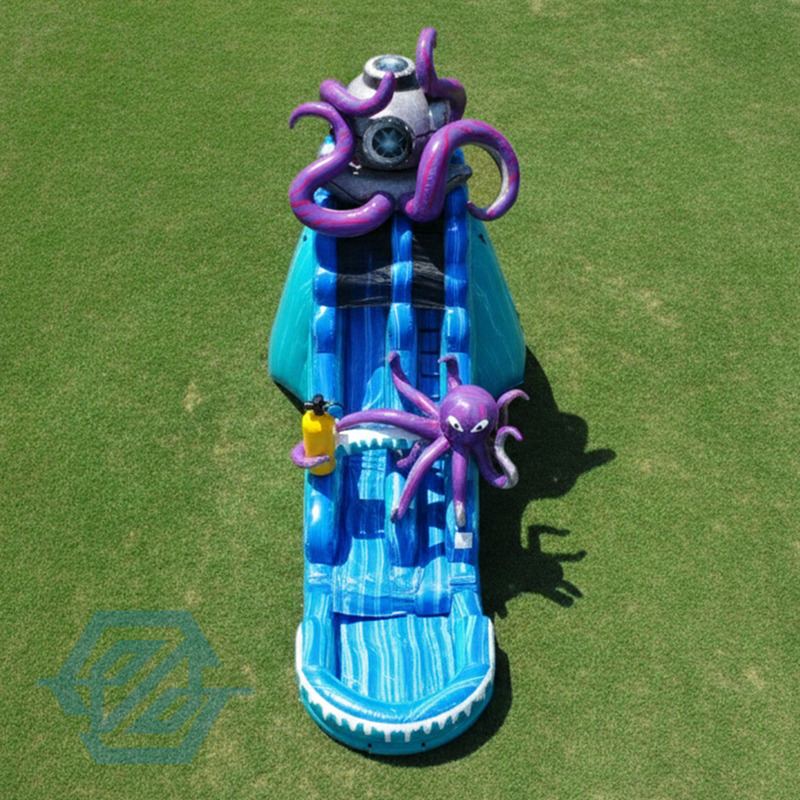  Piscina desmontable con toboganes acu&aacute;ticos grandes inflables con tema de pulpo