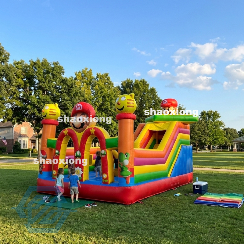 Casa inflable de rebote Mario con combinaci&oacute;n de tobog&aacute;n