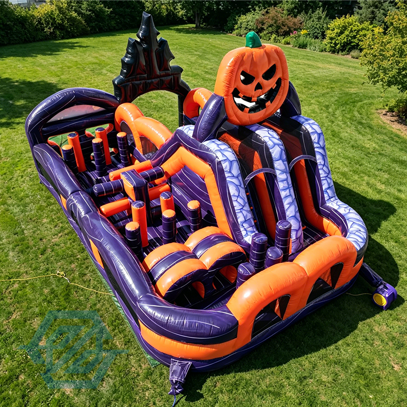 Parcours d'obstacles gonflable d'Halloween de ferme de citrouilles avec souffleur 