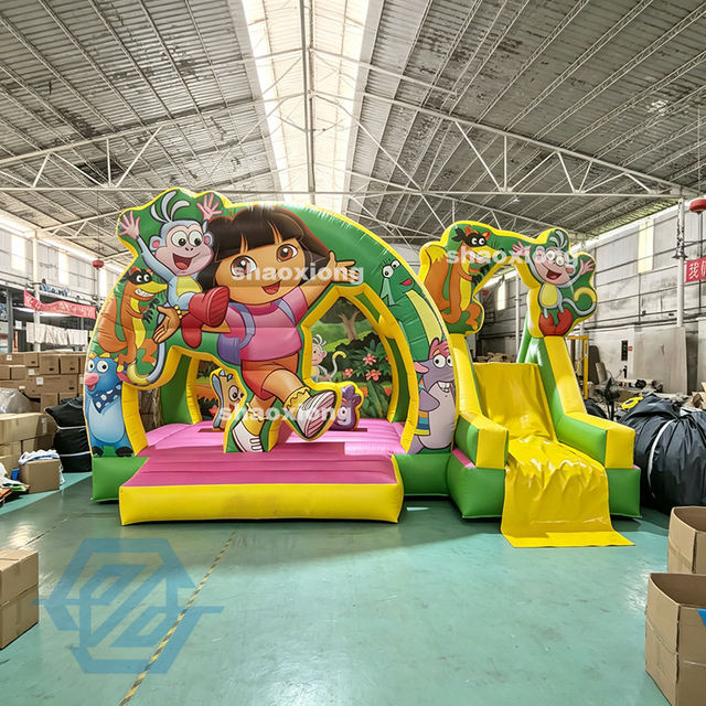 Dmuchany domek Dora the Explorer 6x4M ze zjeżdżalnią