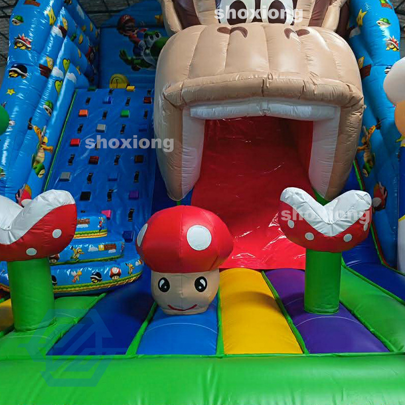 Tobog&aacute;n inflable al aire libre con tema de Mario de dibujos animados a la venta