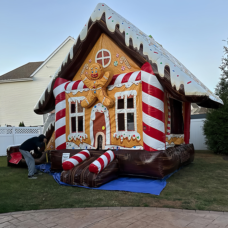 Dise&ntilde;os populares de temas navide&ntilde;os para casa inflable con tobog&aacute;n