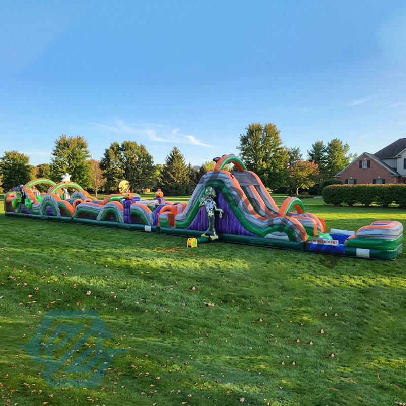 Grande ferme de citrouille gonflable commerciale, parcours d'obstacles d'Halloween