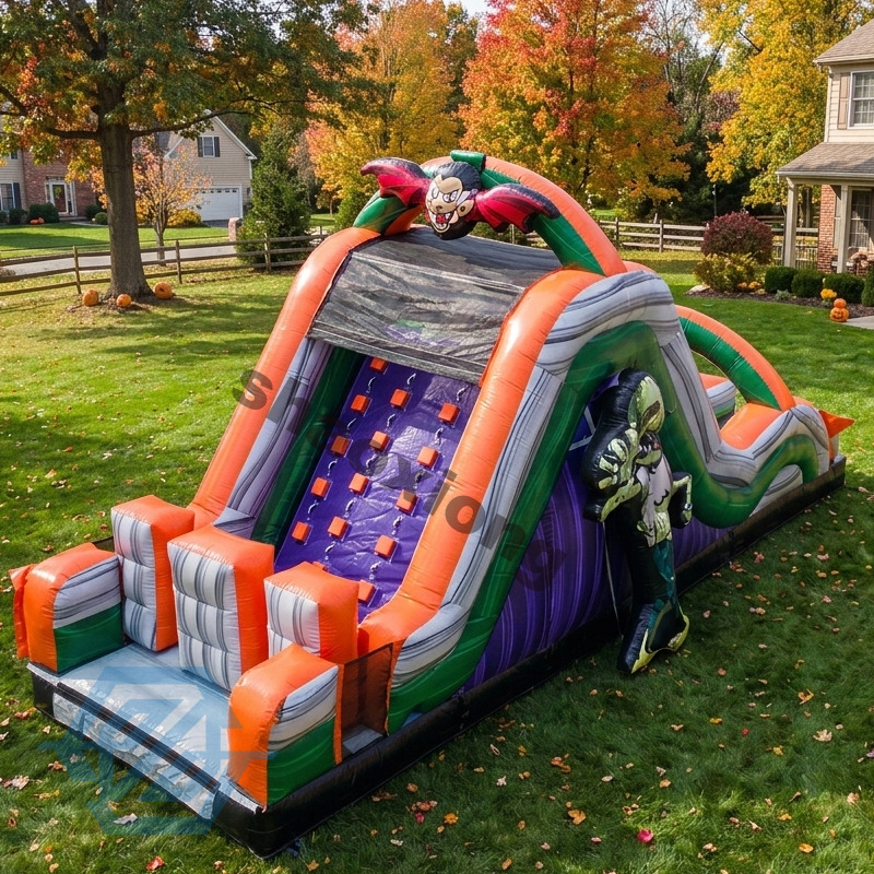 Grande ferme de citrouille gonflable commerciale, parcours d'obstacles d'Halloween