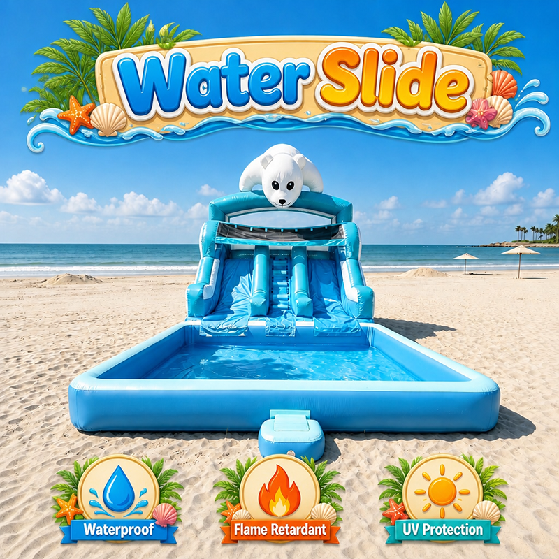 Mod&egrave;les de th&egrave;me ours blanc populaires pour toboggan gonflable avec piscine